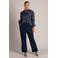 Yest Curve Plus Size travelstof flared broek - donkerblauw