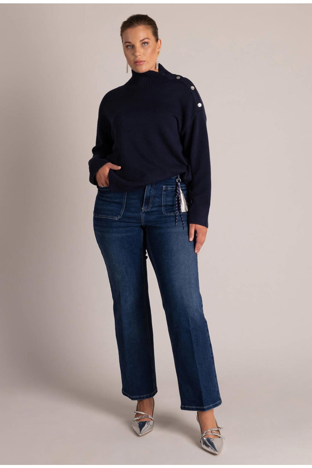 Yest Curve Plus Size coltrui - donkerblauw