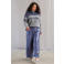 Yest Curve Plus Size noorse trui met glitters - grijs/blauw