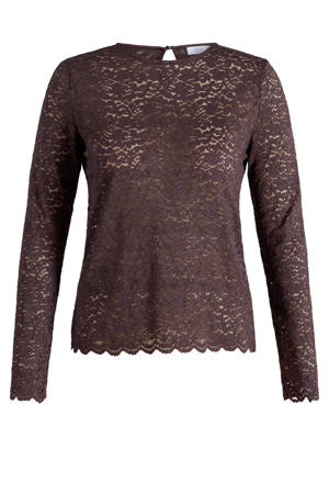 Plus Size kanten top - bruin