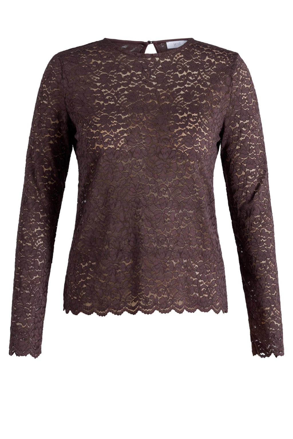 Yest Curve Plus Size kanten top - bruin