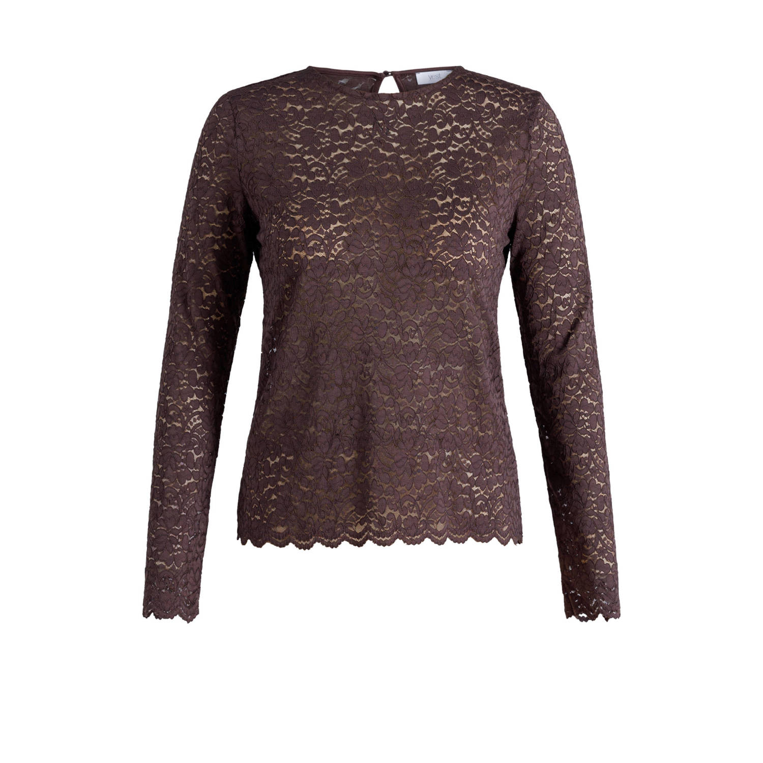 Yest Curve Plus Size kanten top bruin