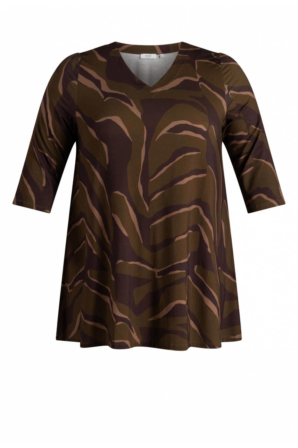 Yest Curve Plus Size top met print - bruin/olijfgroen