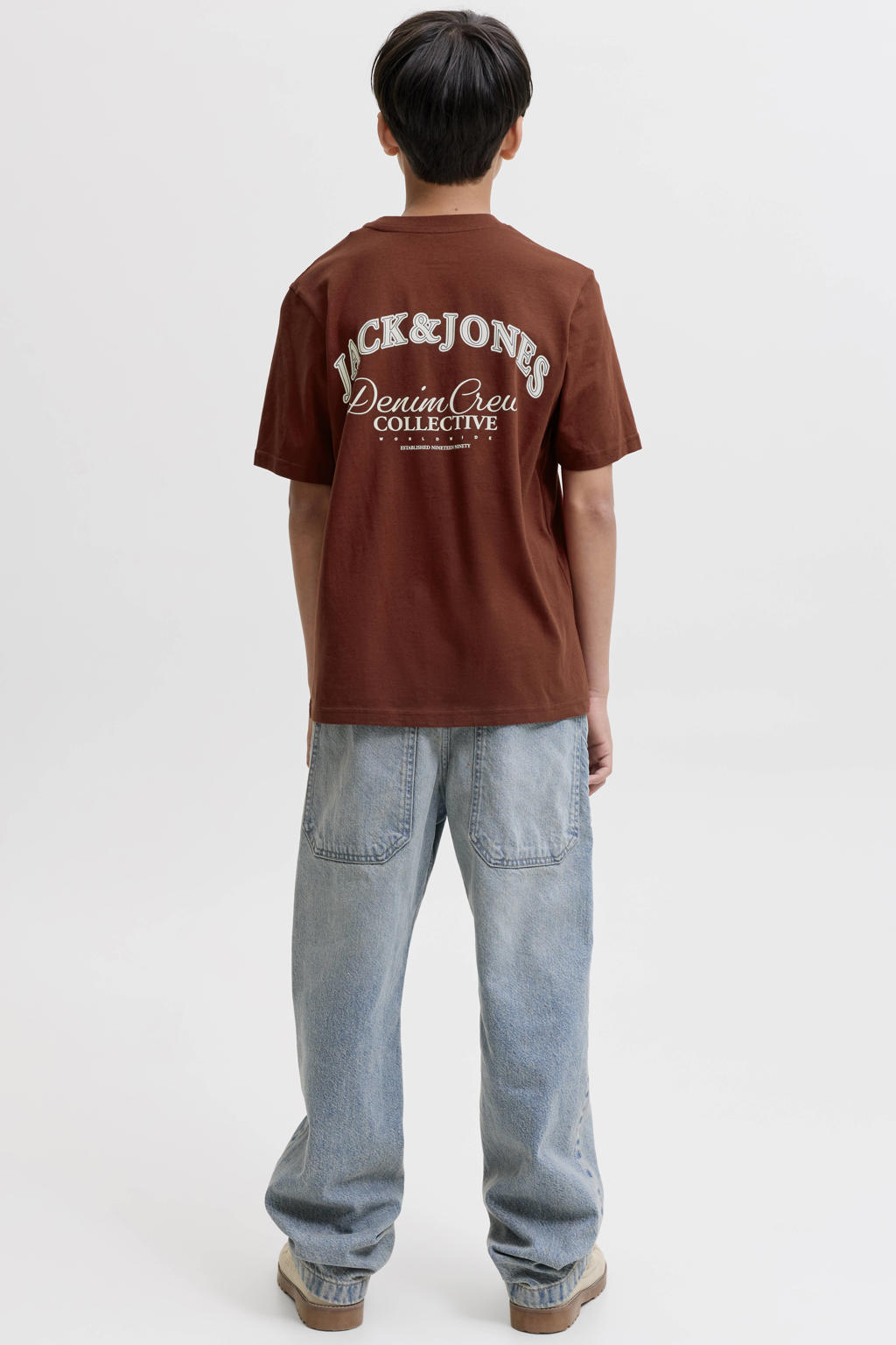 JACK & JONES JUNIOR rechtvallend T-shirt met backprint - rood