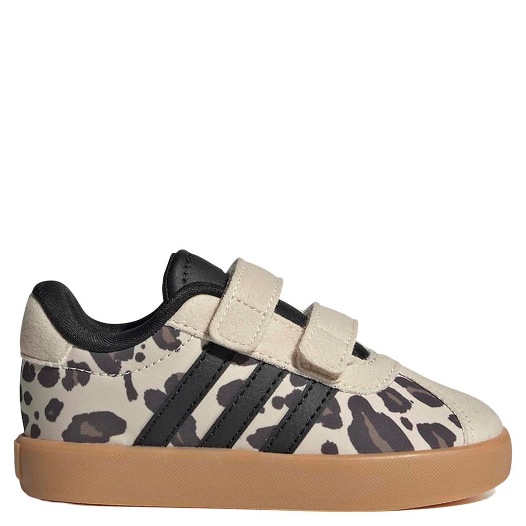 adidas Sportswear VL Court leren sneakers met dierenprint - ecru/zwart