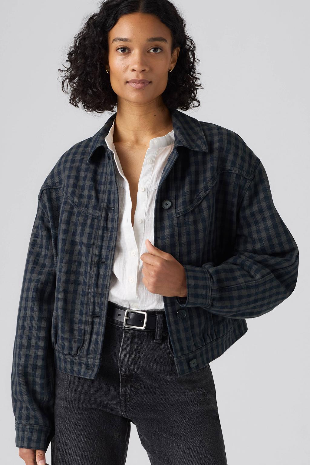 Levi's geruite spijkerjas - donkerblauw