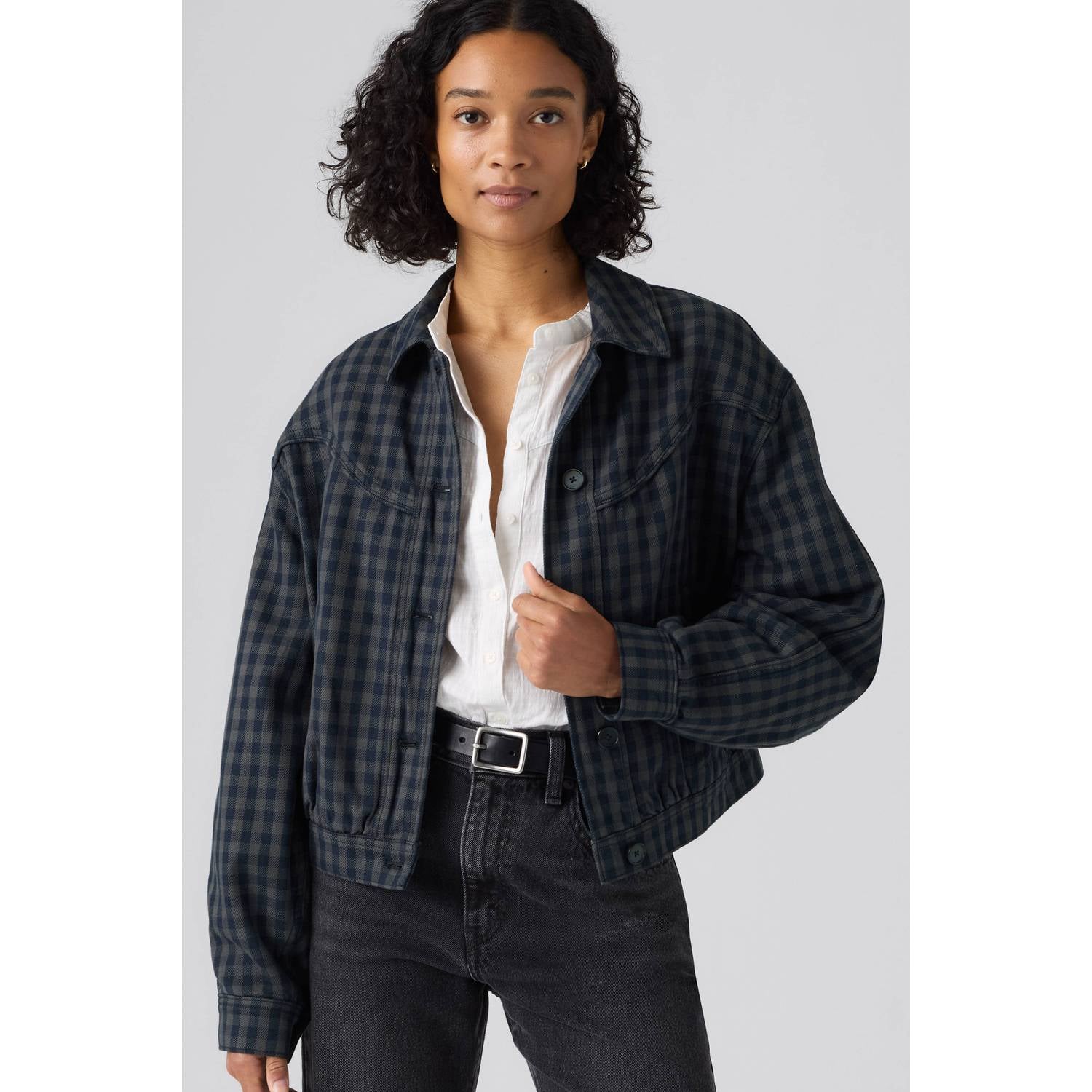 Levi's geruite spijkerjas donkerblauw
