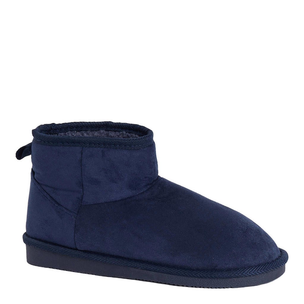 Donkerblauwe jongens America Today Vergil Jr suède pantoffels - van 90% polyester/10% elasthaan