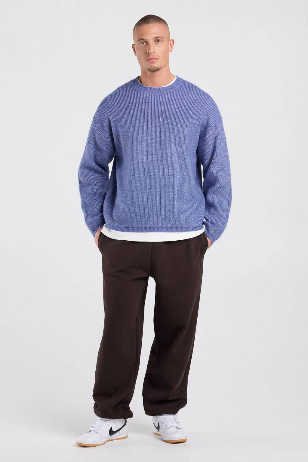 America Today boxy gebreide gemêleerde trui - blauw