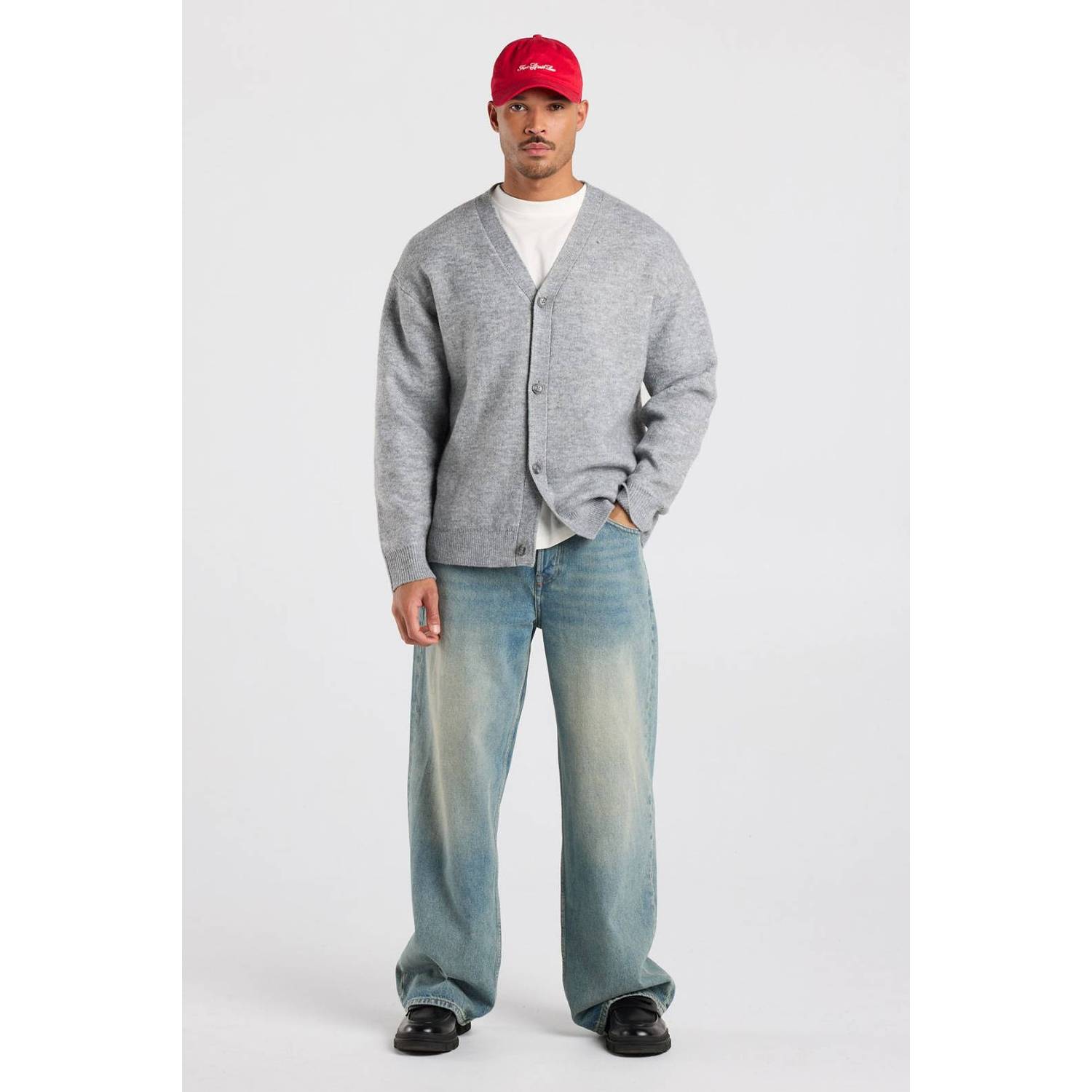America Today gebreid vest mid grey
