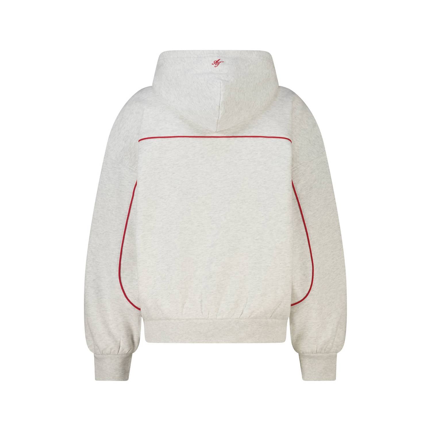 America Today gemêleerde hoodie lichtgrijs rood