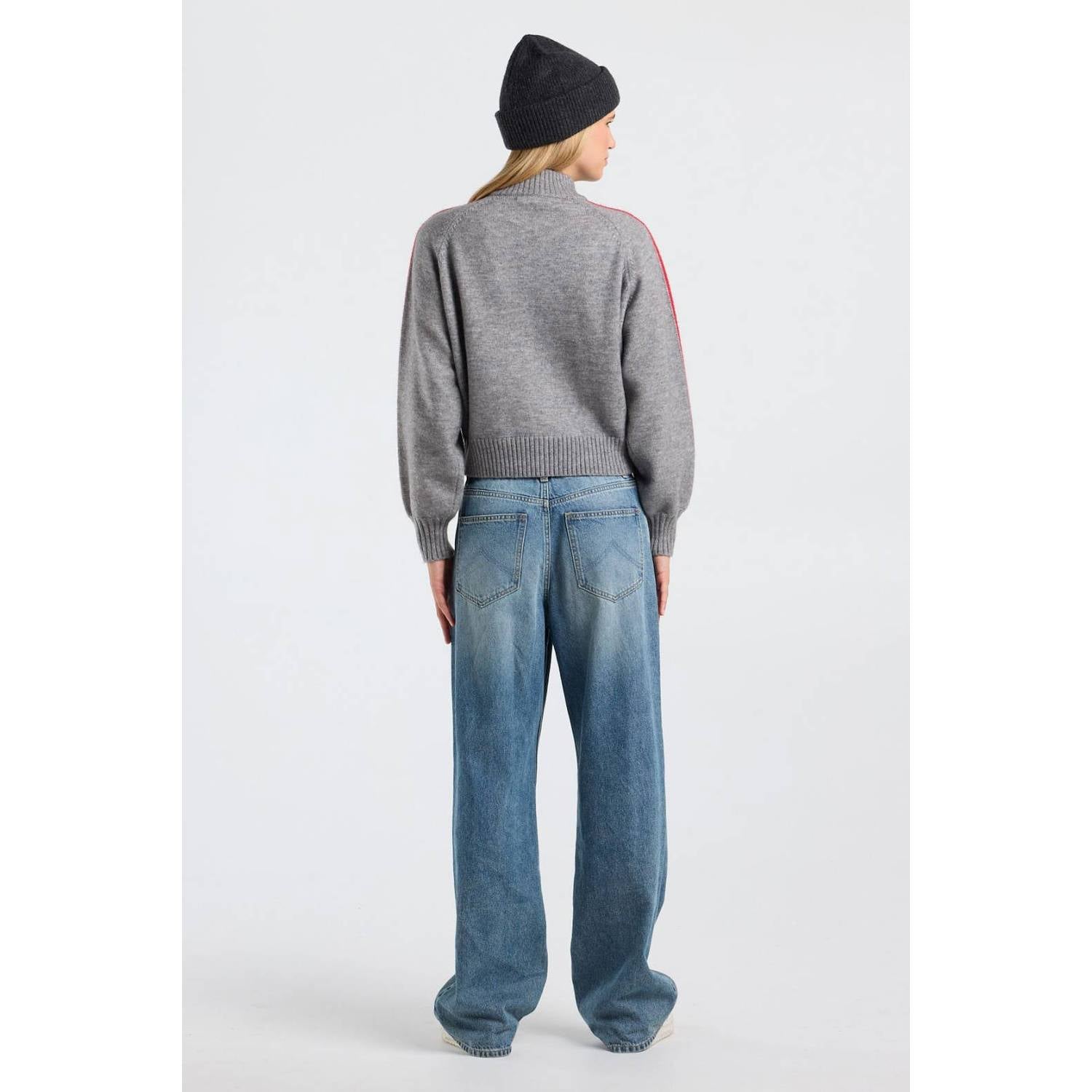 America Today gebreid vest grijs rood