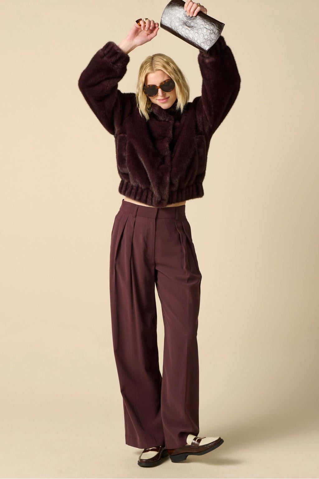Sissy-Boy winter faux fur jas - donkerbruin