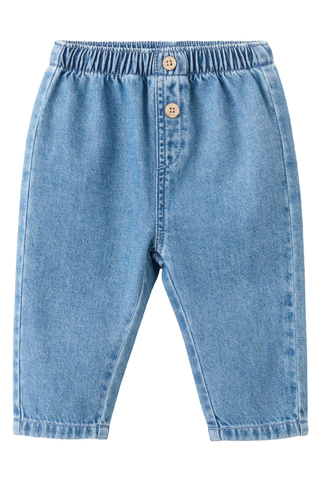 Medium blue denim jongens Mango Kids casual broek van denim met elastische tailleband en effen