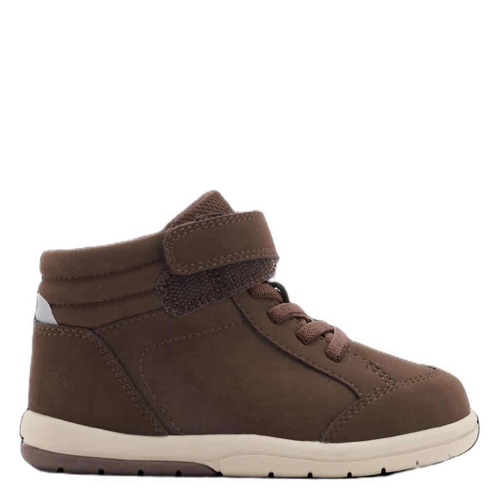 Donkerblauwe jongens Mango Kids enkelboots - van imitatieleer met elastische veter- met klittenbandsluiting