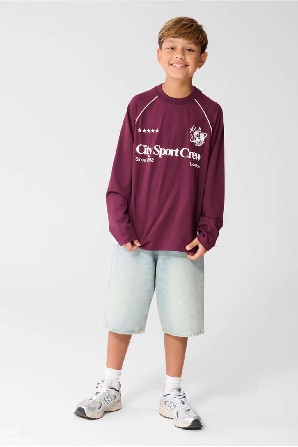 Shoeby rechtvallende longsleeve met tekst - donkerrood