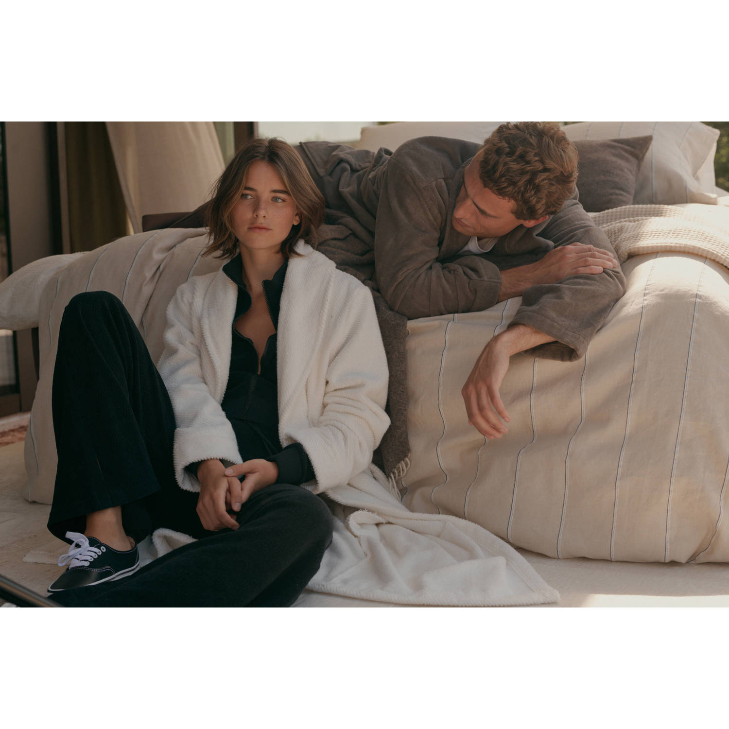 Vandyck unisex fluwelen badjas donkerbruin