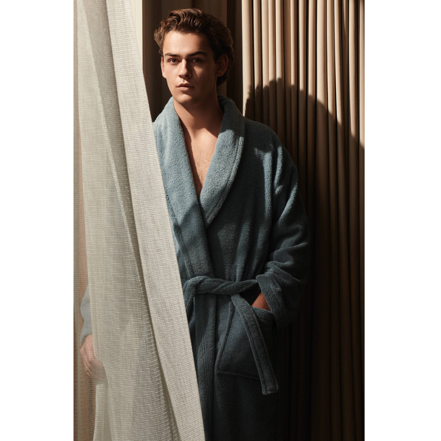 Vandyck unisex badstof badjas lichtblauw