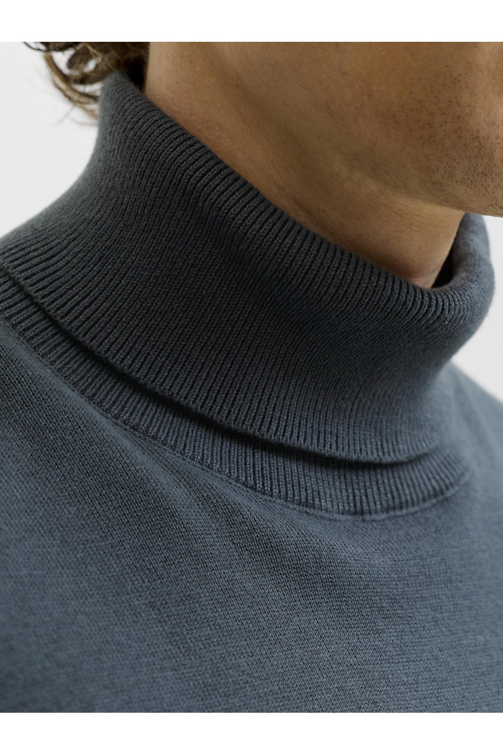 JACK & JONES ESSENTIALS katoenen regular fit gebreide coltrui - turbulence