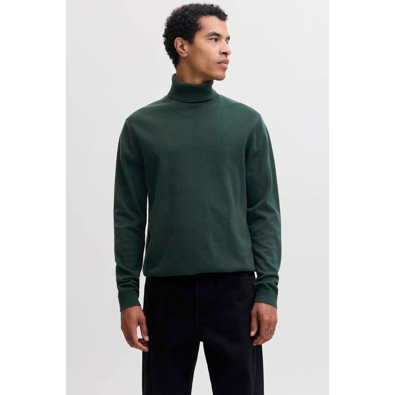 JACK & JONES ESSENTIALS katoenen regular fit gebreide coltrui scarab