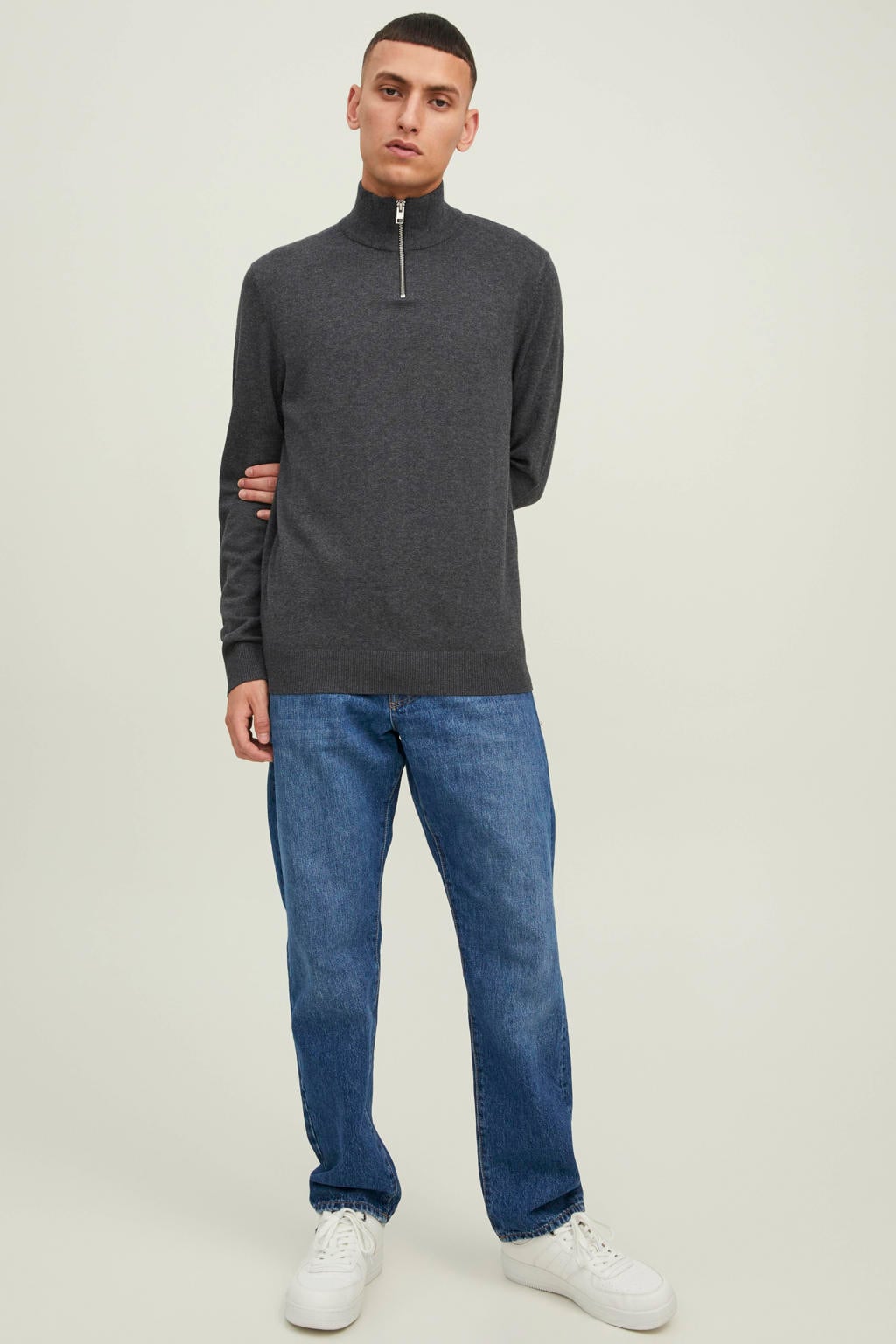 JACK & JONES ESSENTIALS regular fit trui - donkergrijs