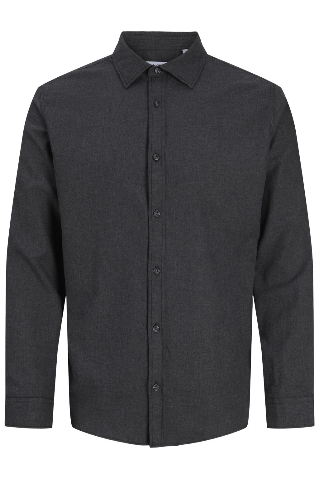 JACK & JONES ESSENTIALS regular fit gemêleerd casual overhemd - zwart