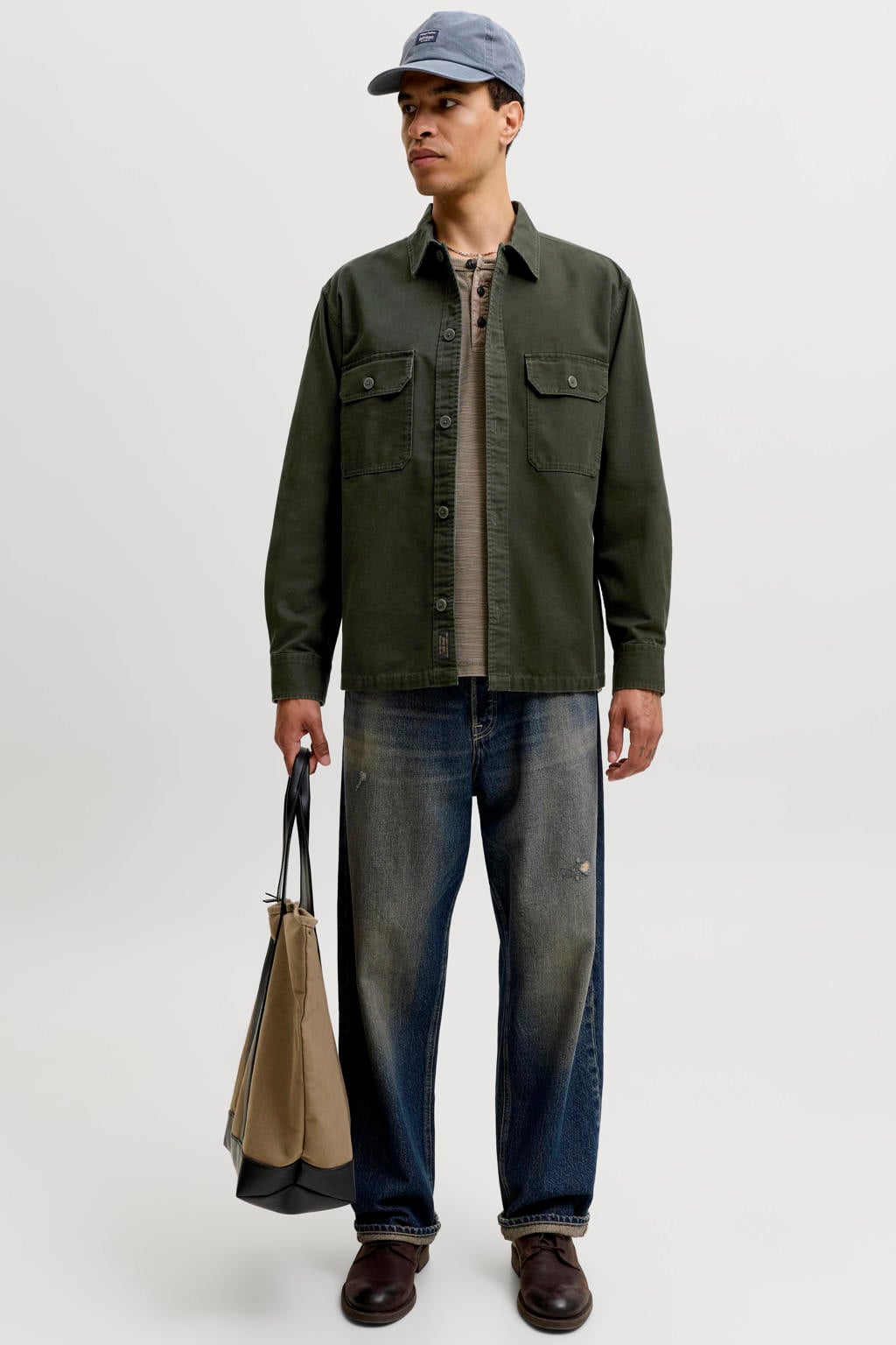 JACK & JONES ESSENTIALS relaxed fit overshirt - rosin