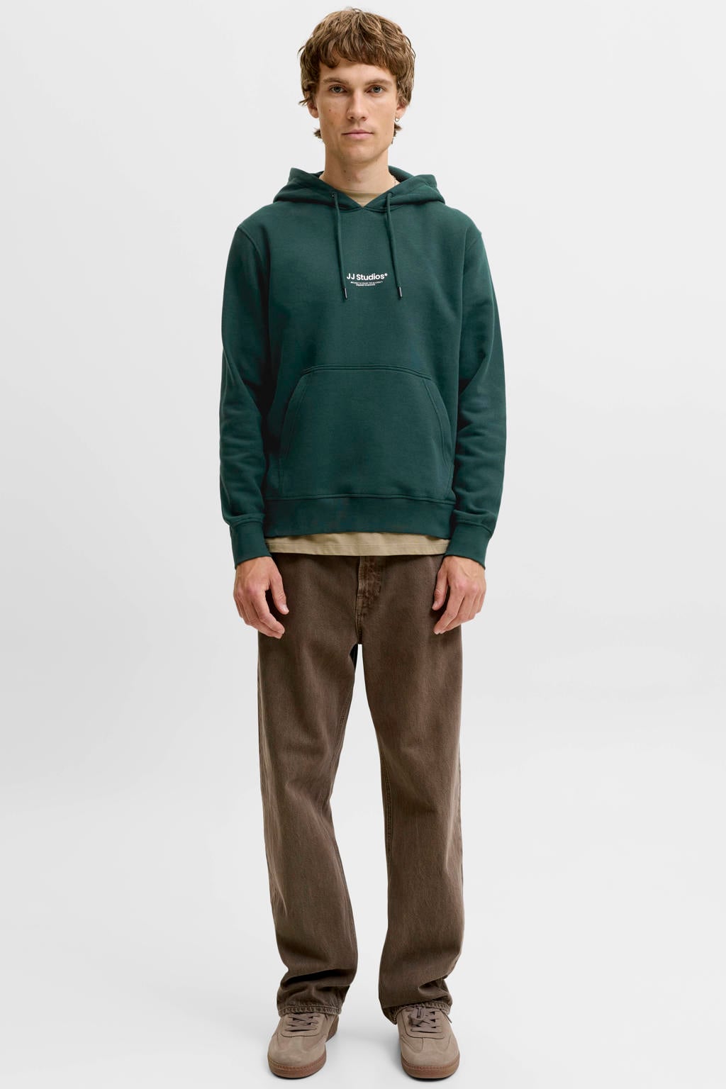 JACK & JONES ESSENTIALS relaxed fit hoodie met print - scarab