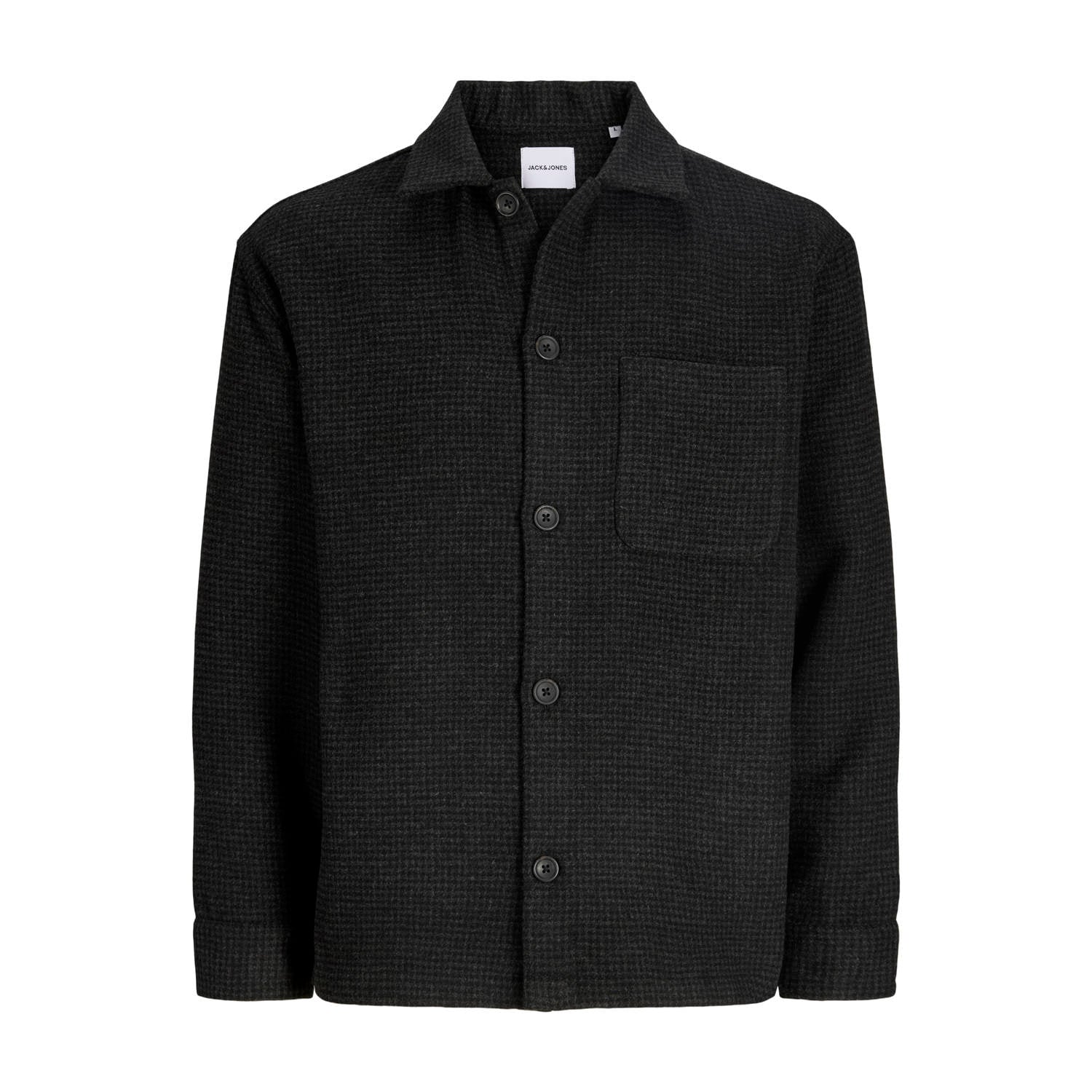JACK & JONES ESSENTIALS relaxed fit geruit overshirt zwart