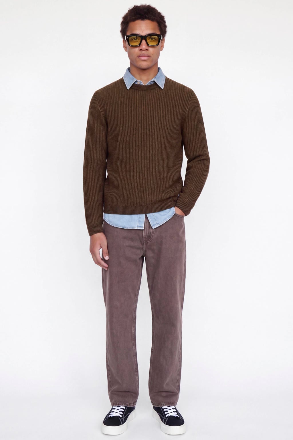 JACK & JONES ESSENTIALS regular fit gebreide trui - cocoa