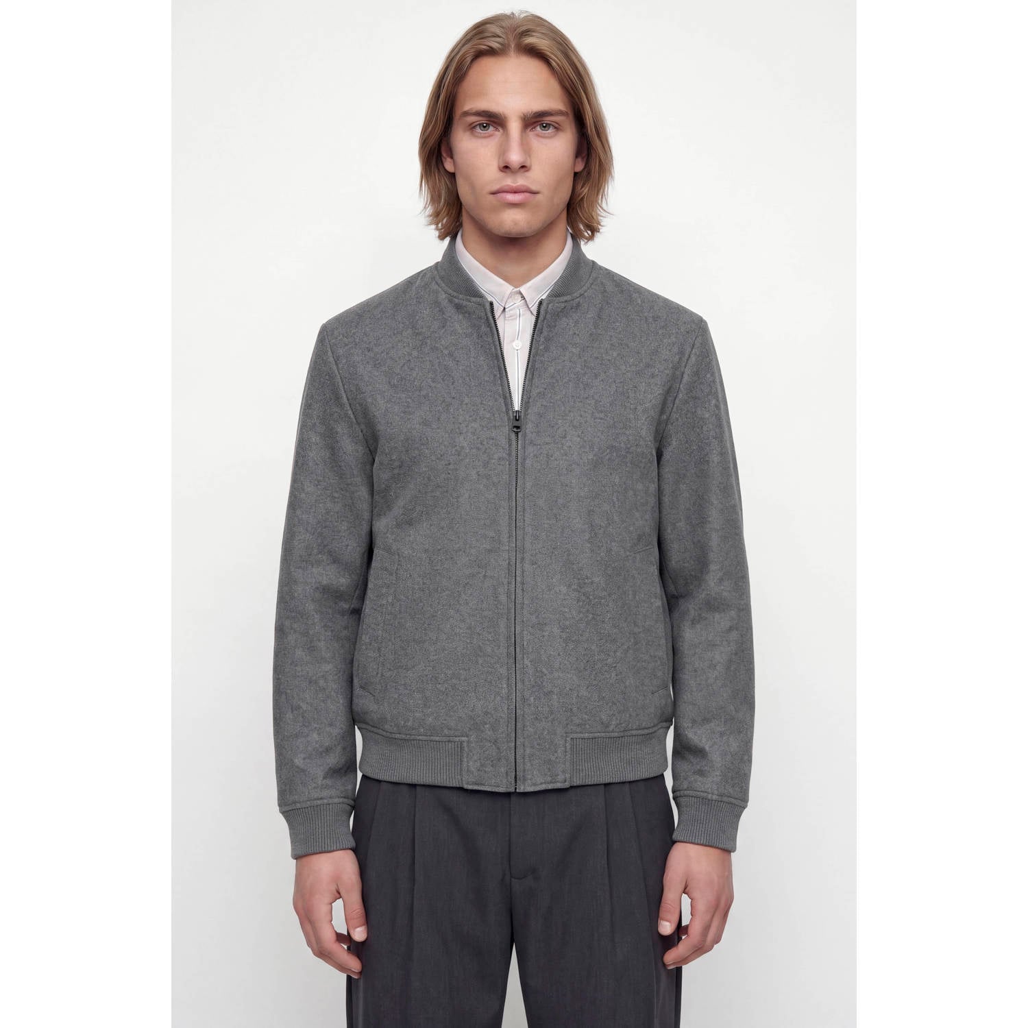 JACK & JONES ESSENTIALS gemêleerd bomberjack donkergrijs