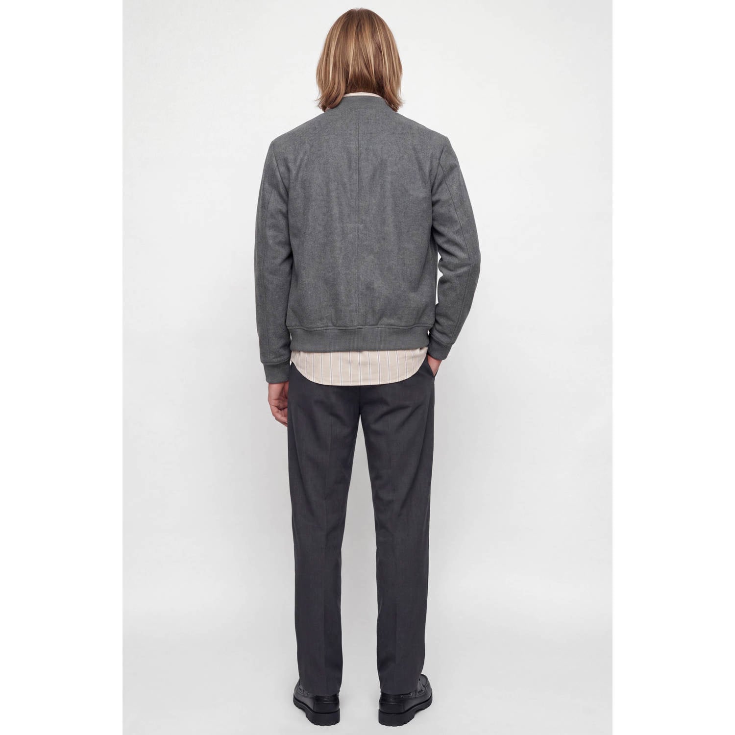 JACK & JONES ESSENTIALS gemêleerd bomberjack donkergrijs