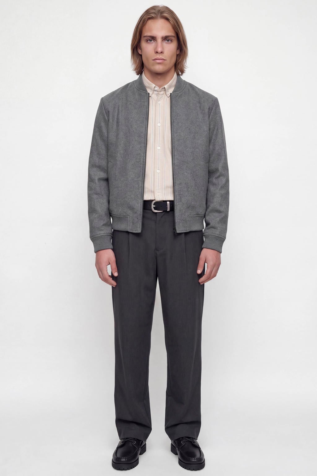 JACK & JONES ESSENTIALS gemêleerd bomberjack - donkergrijs