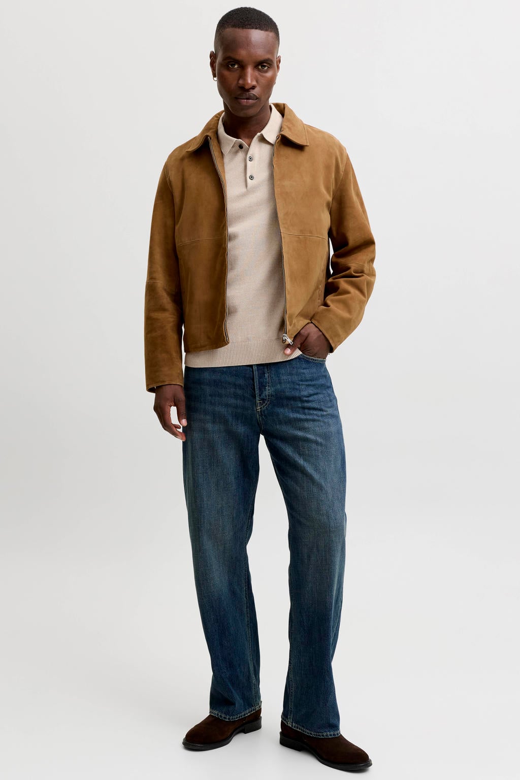 JACK & JONES ESSENTIALS katoenen regular fit gebreide trui - moonbeam