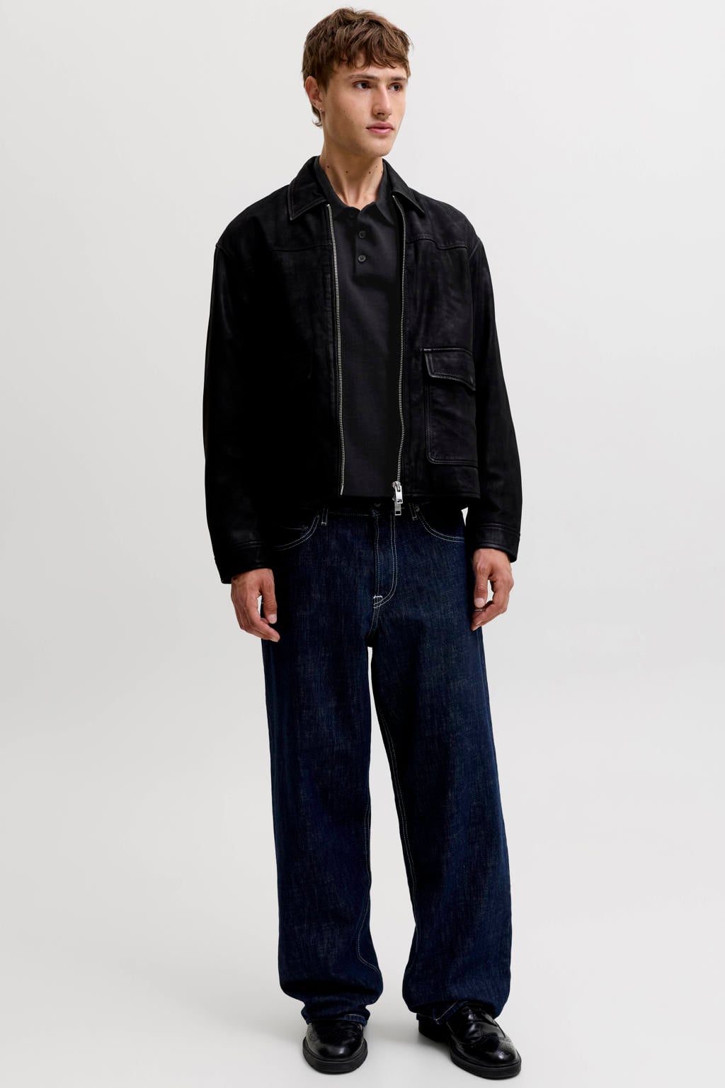 JACK & JONES ESSENTIALS katoenen regular fit gebreide trui - zwart