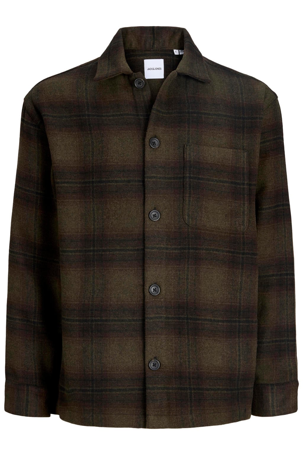 JACK & JONES ESSENTIALS relaxed fit geruit overshirt - olive night