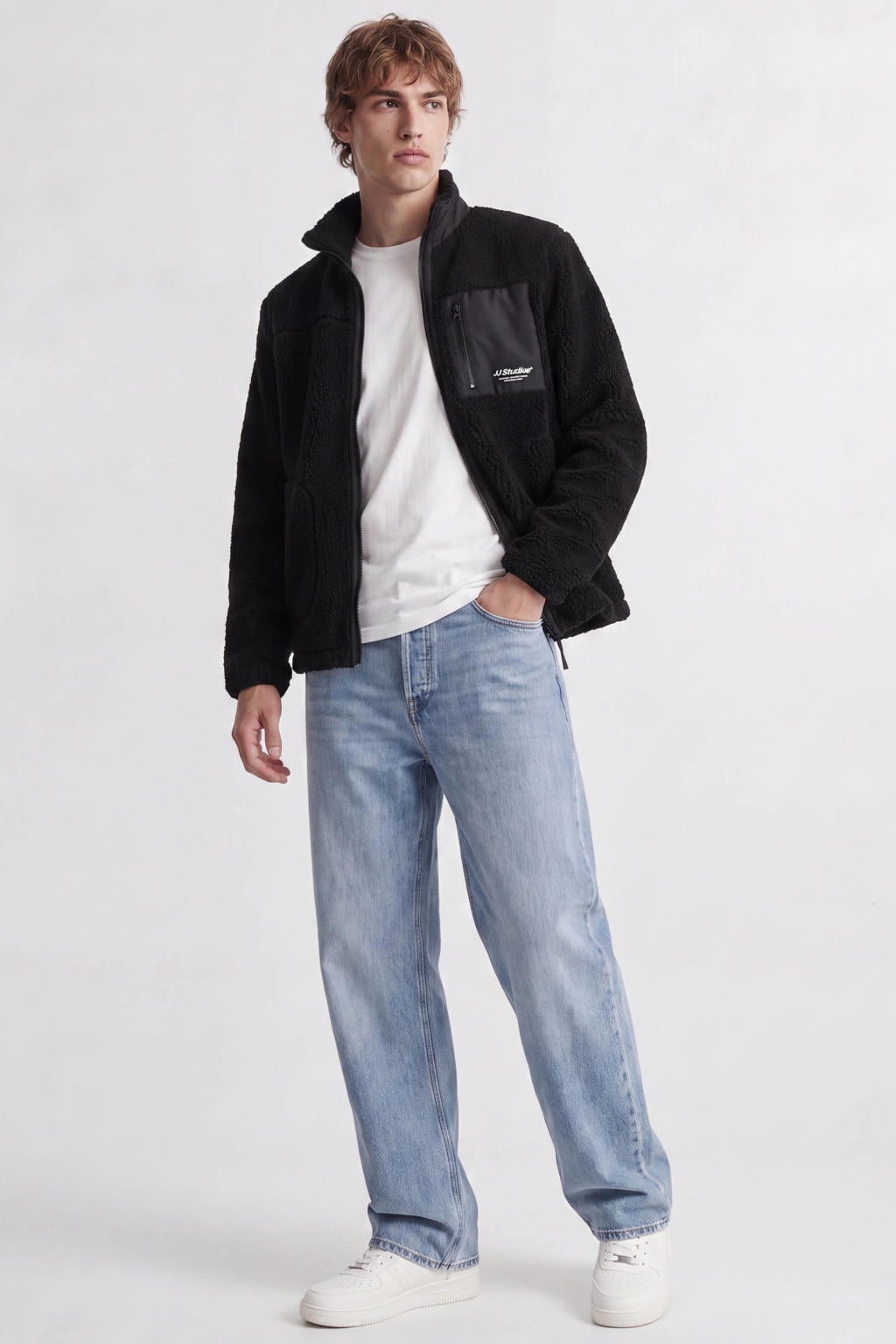 JACK & JONES ESSENTIALS teddy jas - zwart