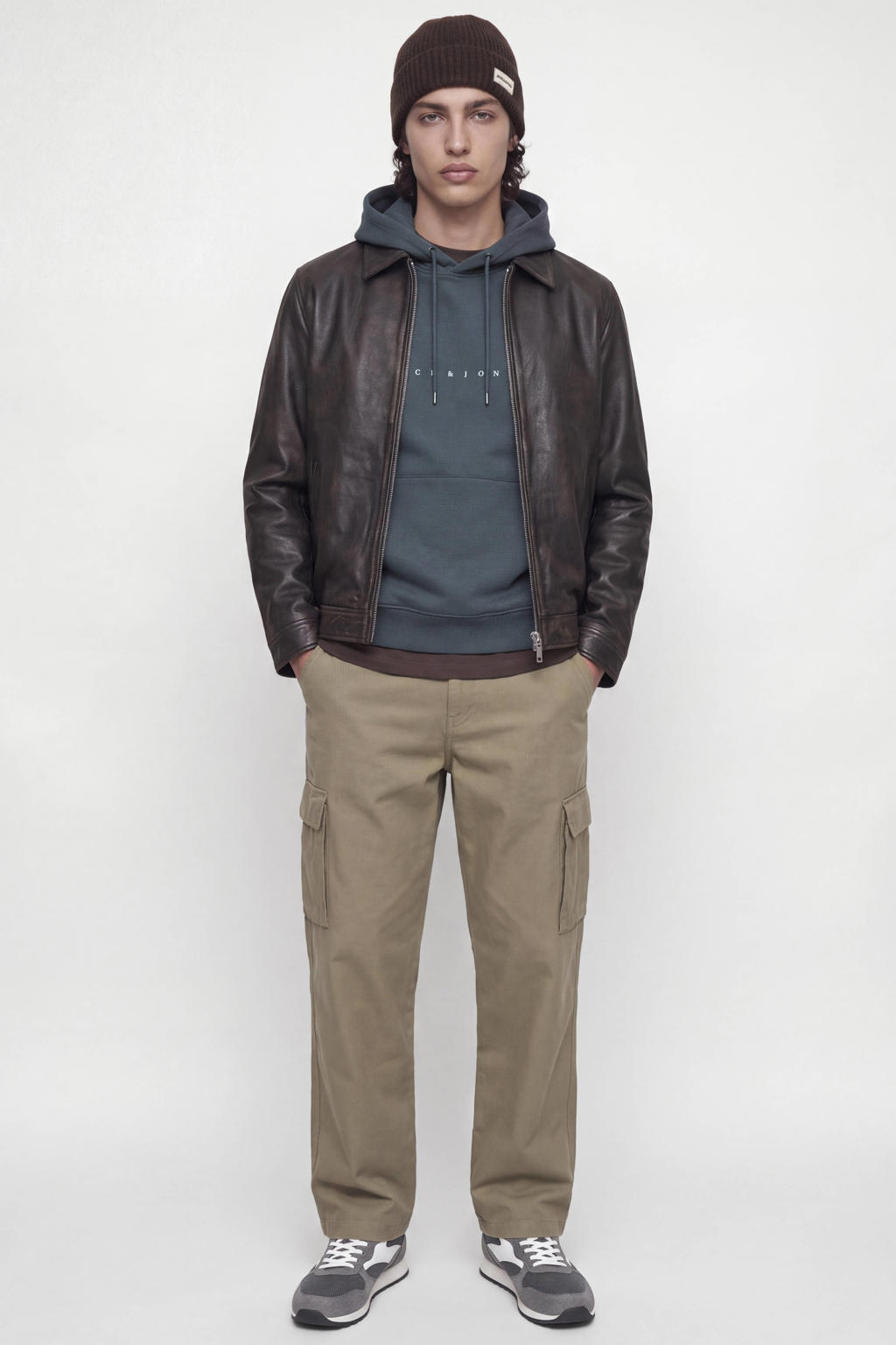 JACK & JONES ESSENTIALS relaxed fit hoodie met logo - turbulence