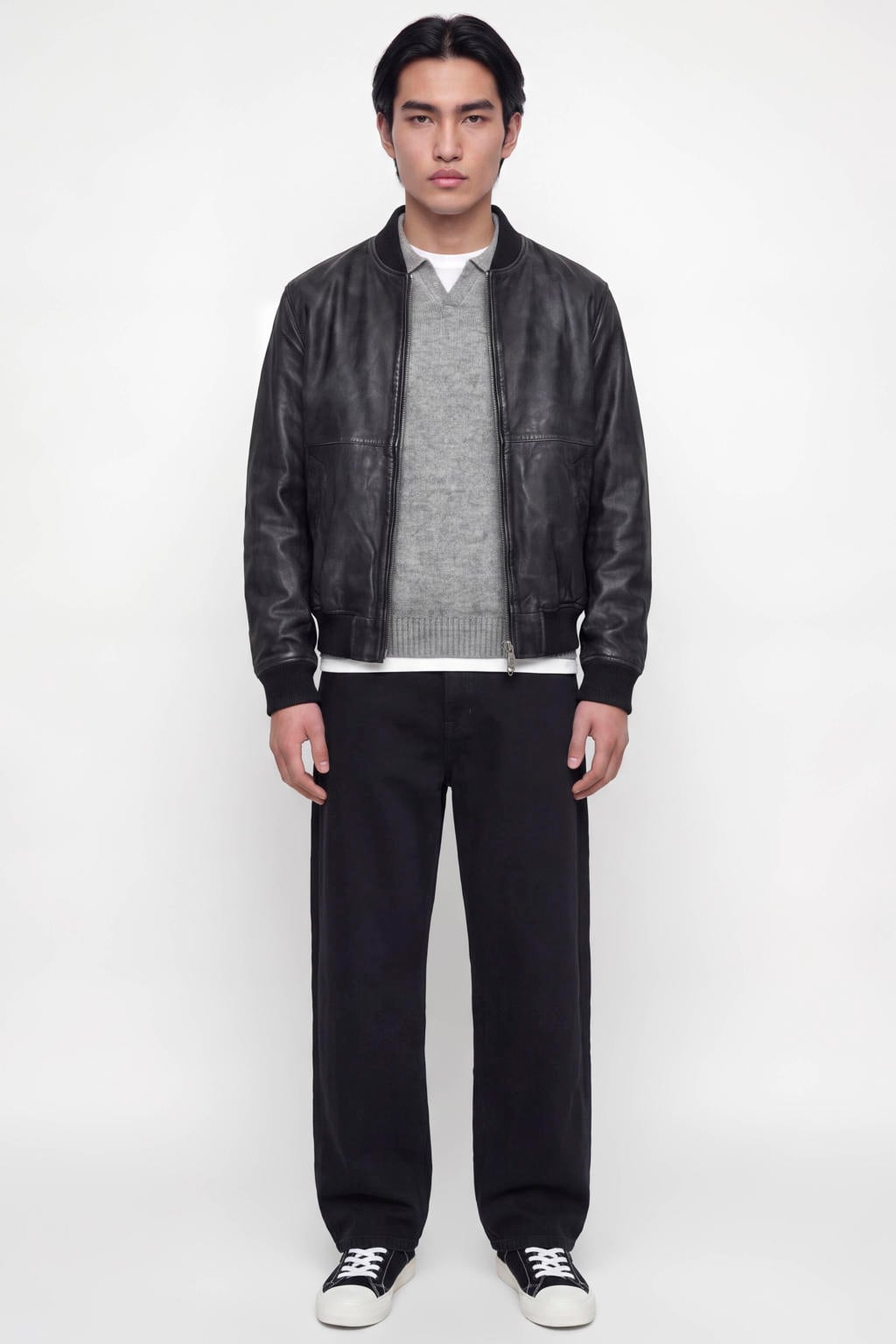 JACK & JONES ESSENTIALS gebreide trui met wol - lichtgrijs