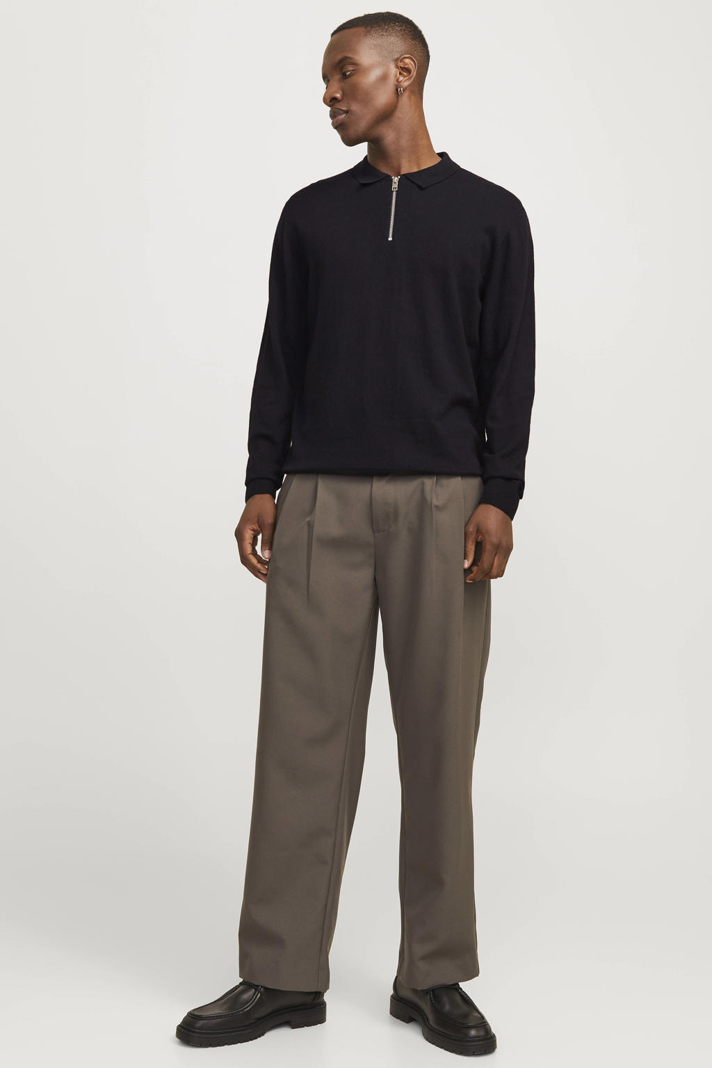 JACK & JONES ESSENTIALS regular fit gebreide trui - zwart