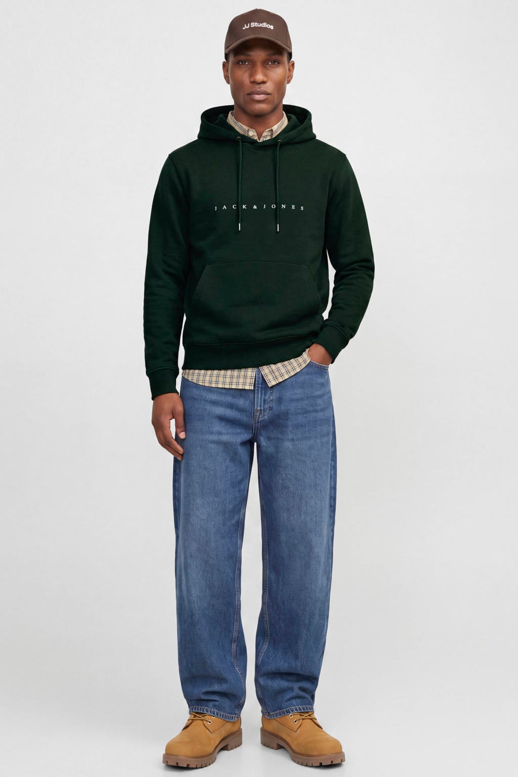 JACK & JONES ESSENTIALS relaxed fit hoodie met logo - scarab
