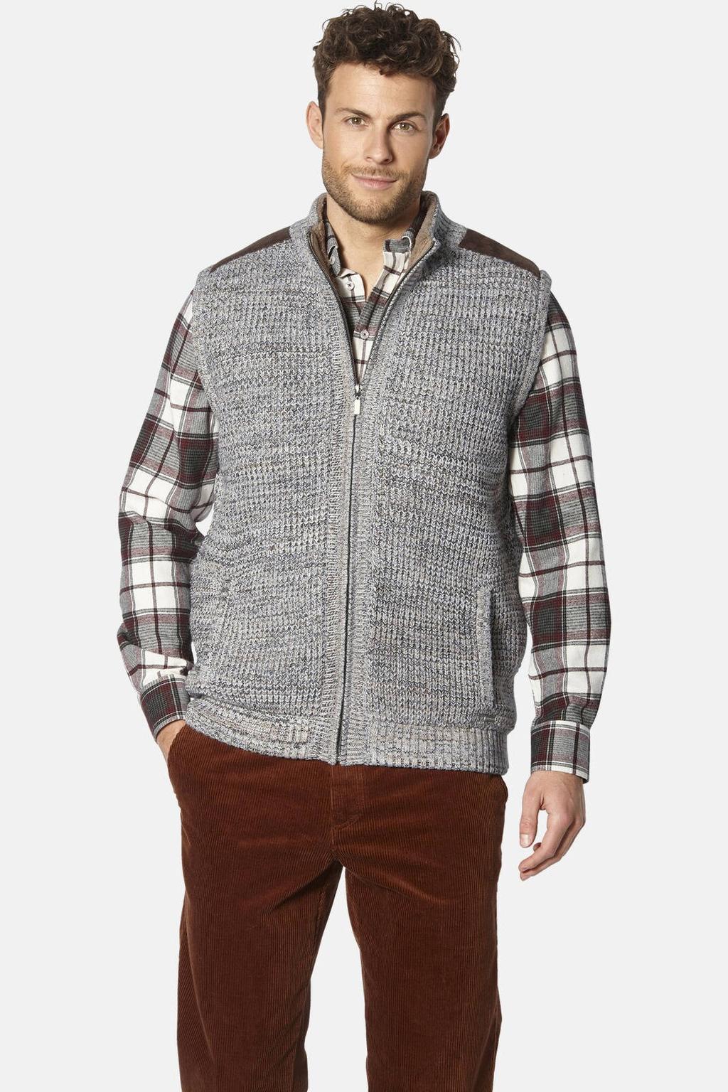 Babista gebreid vest met melée en wol Plus Size - bruin