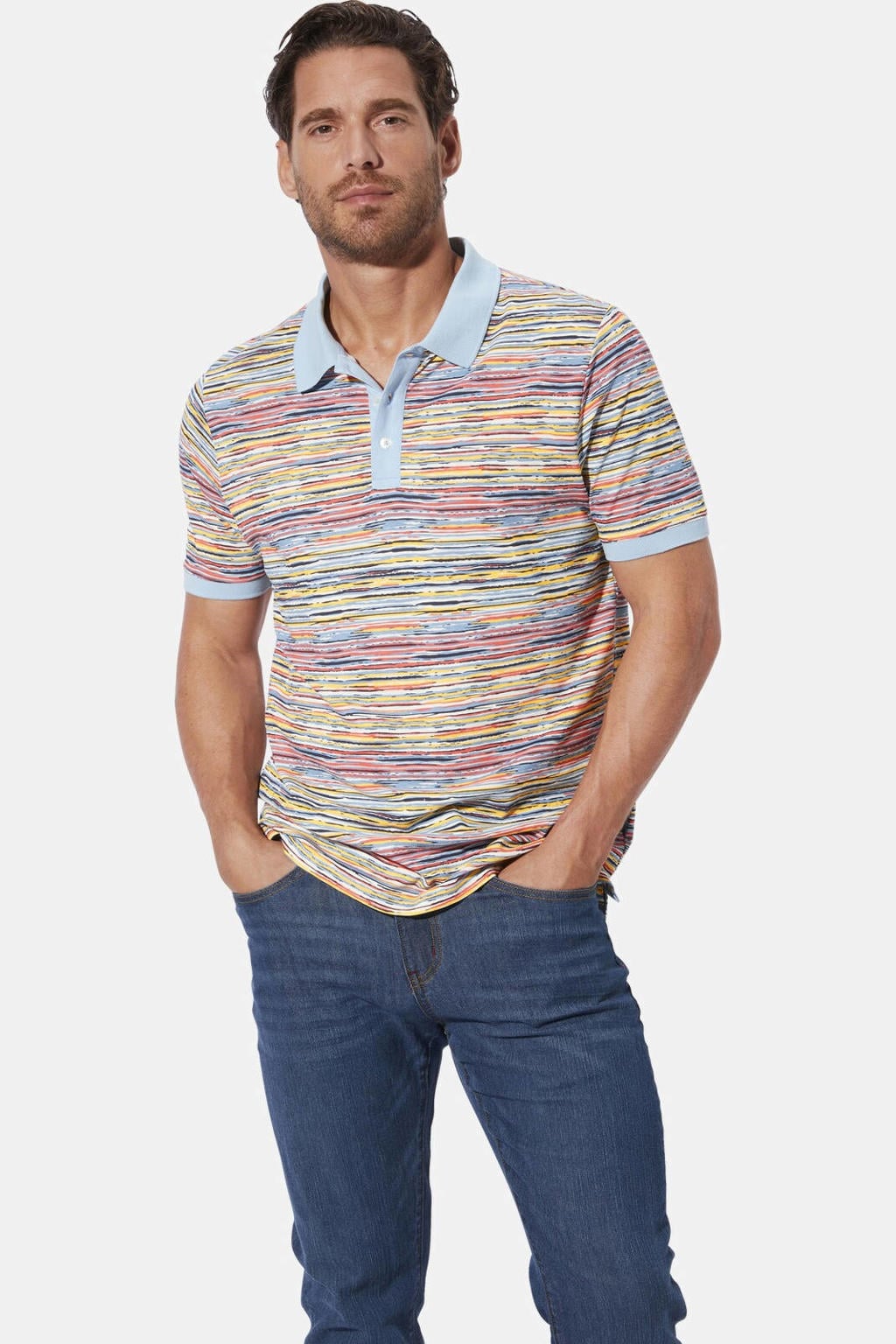 Babista regular fit gemêleerde polo Plus Size - lichtblauw