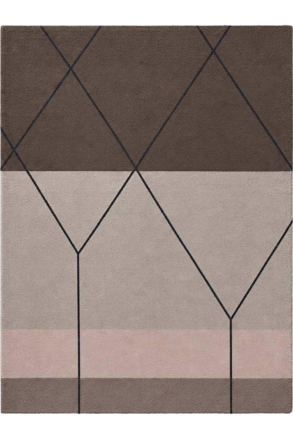 Mette Ditmer LINEA laagpolig grafische rechthoekige vloerkleed 80x55 cm - bruin
