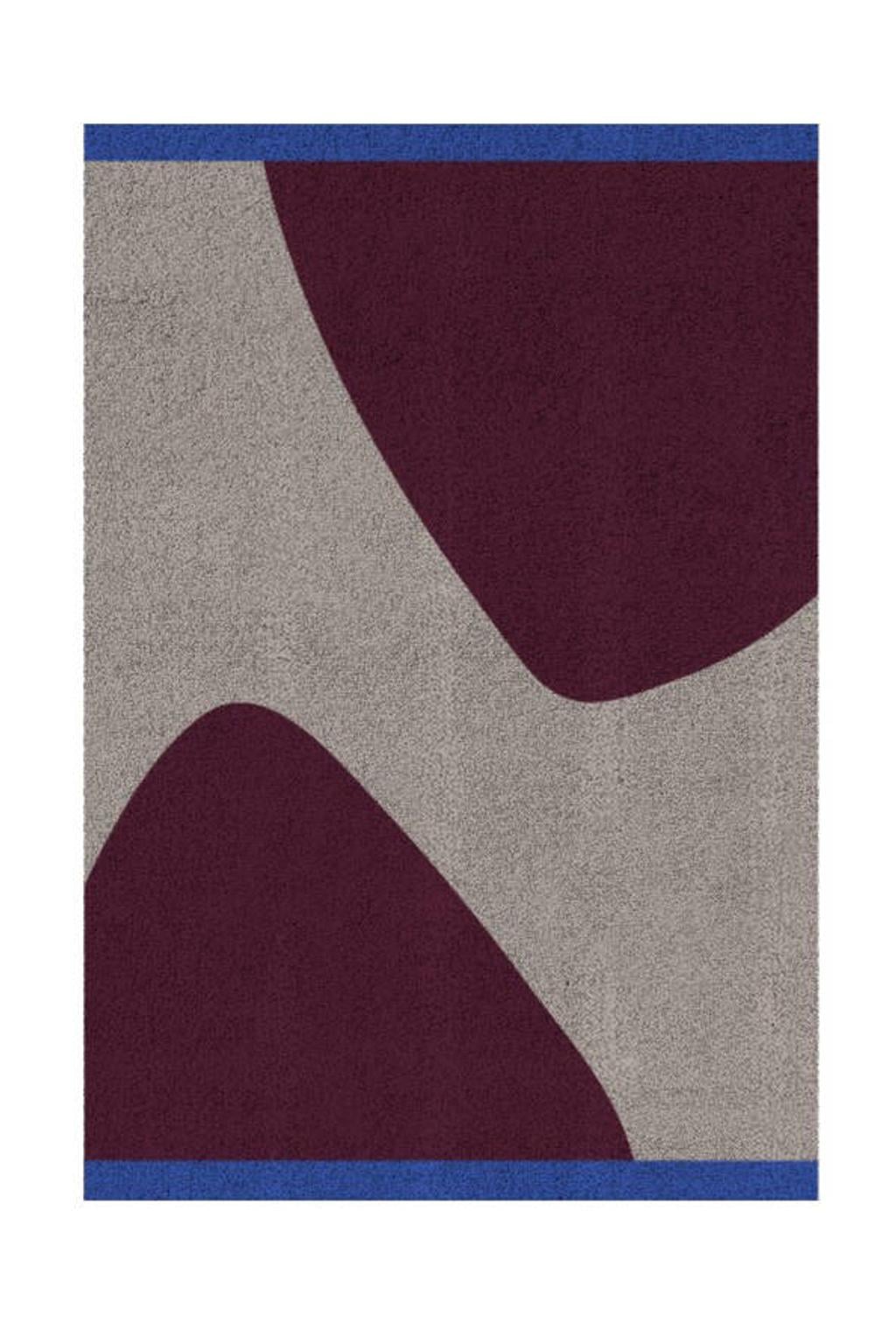Mette Ditmer ROCKS laagpolig grafische rechthoekige vloerkleed 80x50 cm - donkerrood