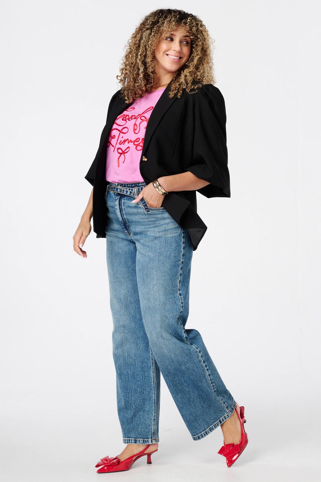 MS Mode Plus Size regular fit blazer - zwart