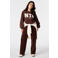 MS Mode sweater met borduursels - bruin/ecru
