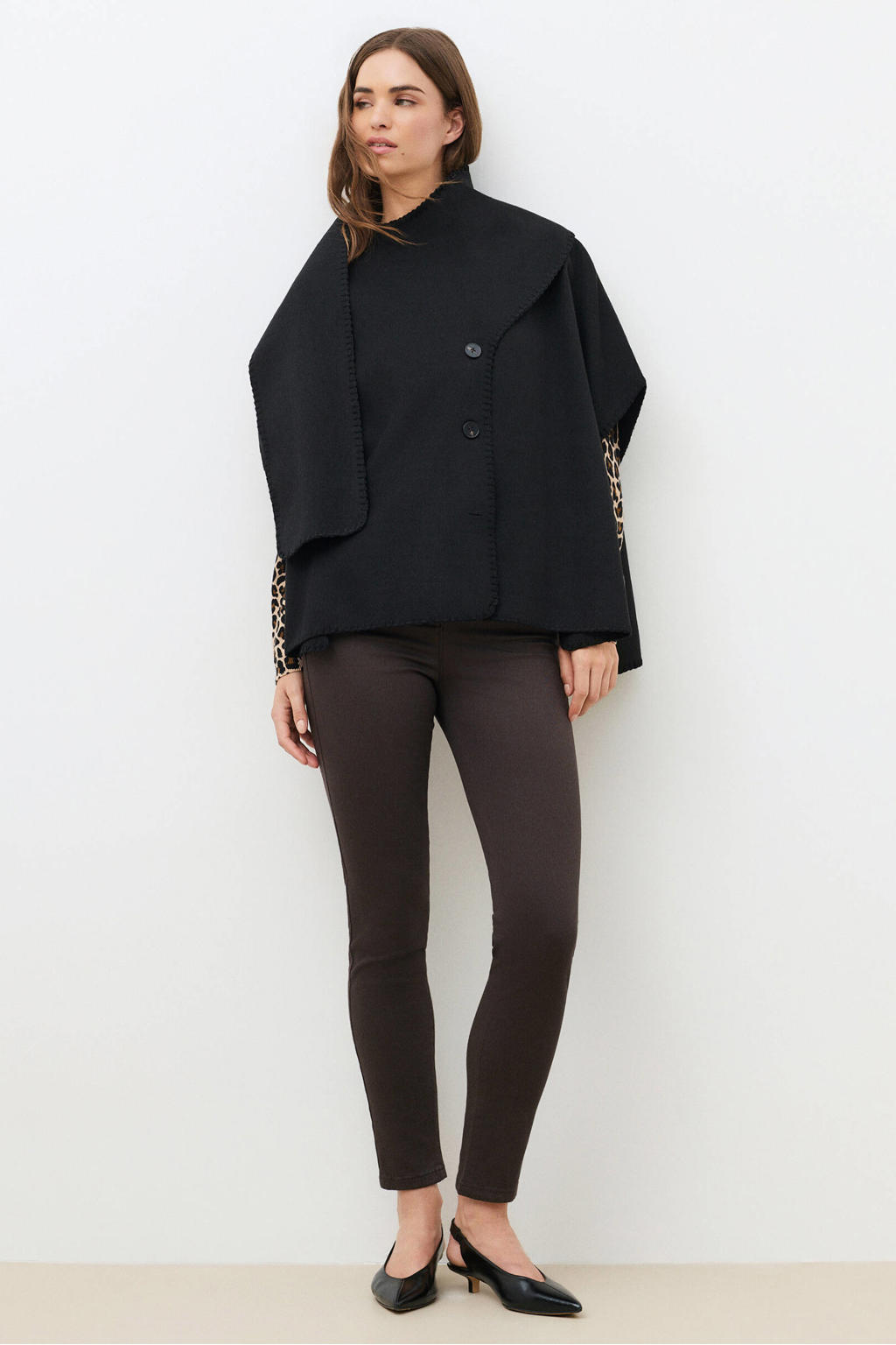 Zwarte dames Caroll gebreid vest met effen en half lange mouwen