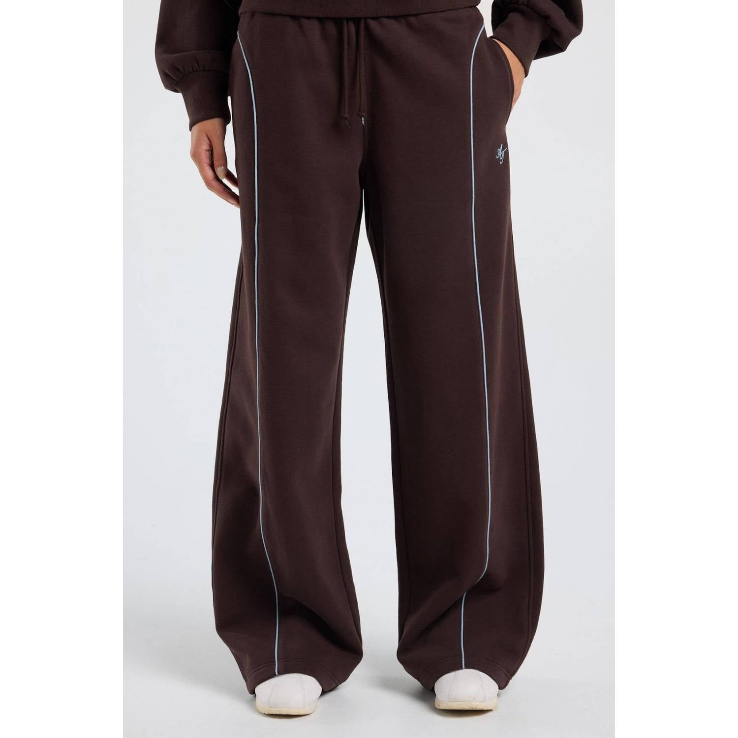 America Today wide leg joggingbroek donkerbruin