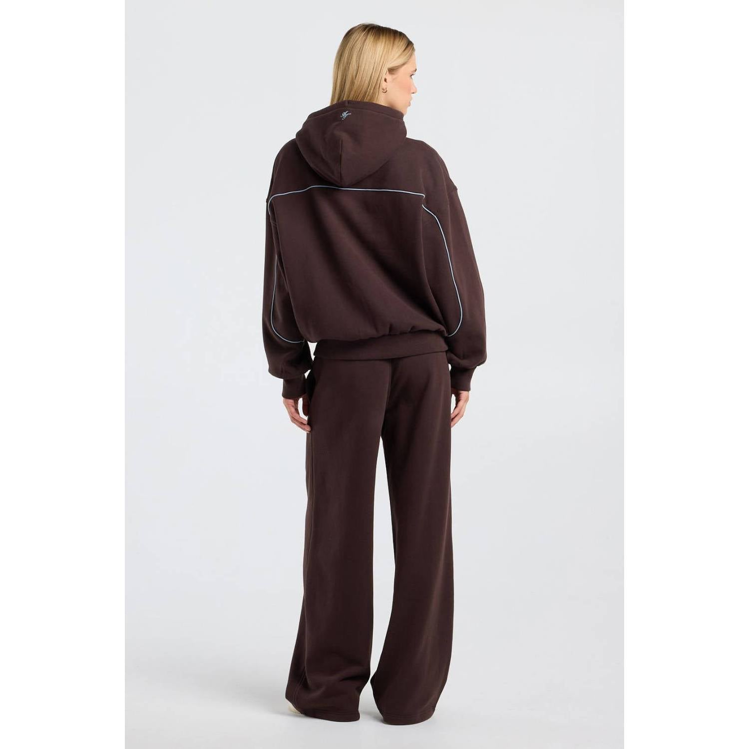 America Today wide leg joggingbroek donkerbruin